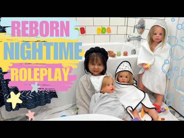 Reborn BATH Time  NIGHT time   ROUTINE with FOUR dolls #rebornbaby #reborns #babydolls