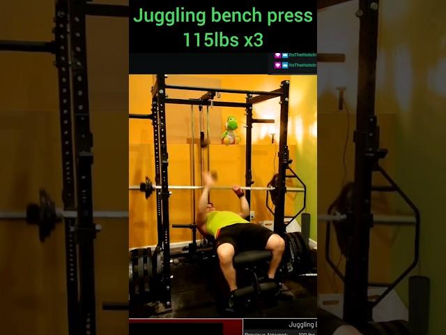 115lbs x3 juggling bench press from Thursday's stream#juggling #lifting #powerlifting