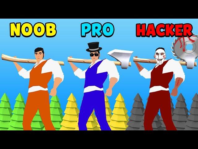 NOOB vs PRO vs HACKER - Idle Lumberjack 3D