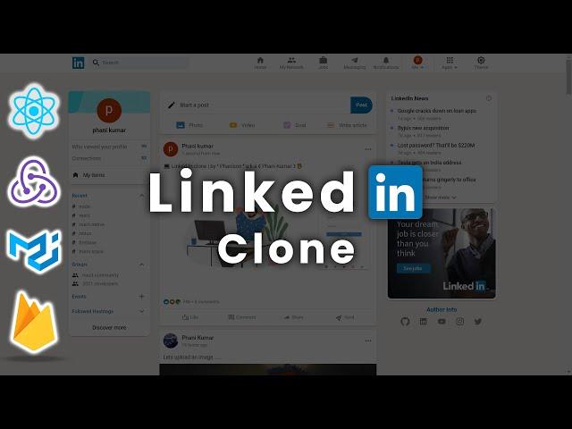 LinkedIn clone using React | Redux | Firebase | Material-UI