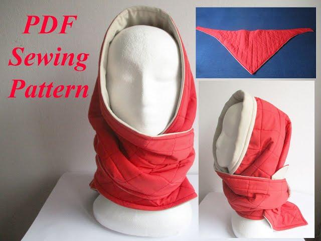 Woman's quilted headscarf PDF sewing pattern and photo tutorial - by www.cottonrasapatterns.com