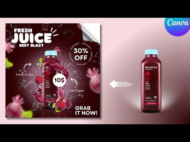 Cold Drinks Advertising Poster Design in Canva | Product ad Poster - Product Commercial