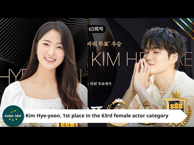 [Superstar Voting Results] Kim Hye-yoon, 1st place in the 63rd female actor category… Kim Hee-jae, 1