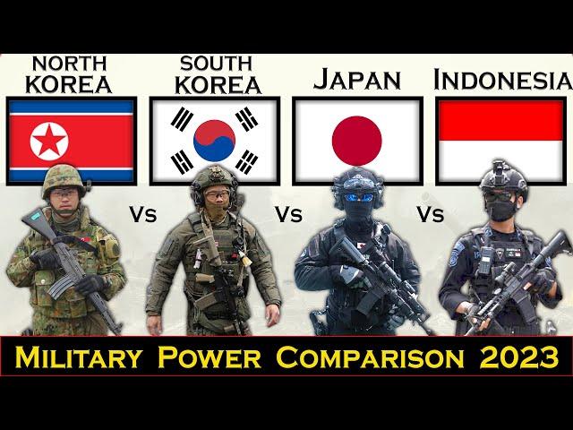 North Korea vs South Korea vs Japan vs Indonesia Military Power Comparison 2023