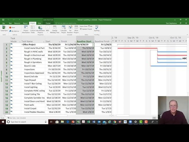 MS Project Tutorial 5 How to Update a Schedule