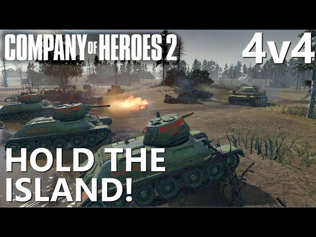 CoH2: The Island MUST HOLD! 4v4 (Company of Heroes 2)