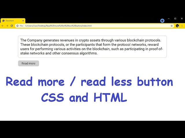 Read more read less button CSS and HTML