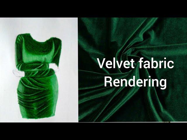 how to render velvet fabric |illustrate velvet |pencil color |fashion illustration #velvetdress