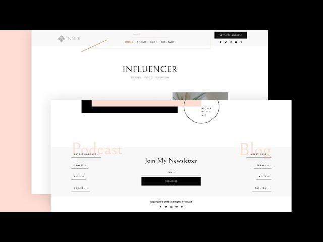 Get a FREE Global Header & Footer Template for Divi’s Influencer Layout Pack