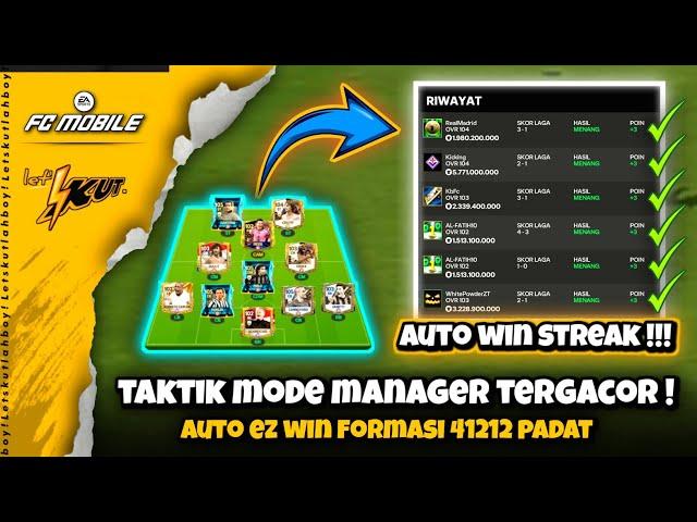  TAKTIK MODE MANAGER AUTO WIN STREAK !!! (New Meta Update) Formasi 41212 Padat - FC Mobile