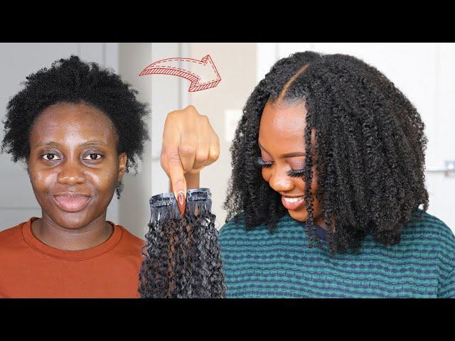 Hair Transformation! NO Wig, NO Leave Out | Natural Clip Ins style on short 4c Hair - curls queen