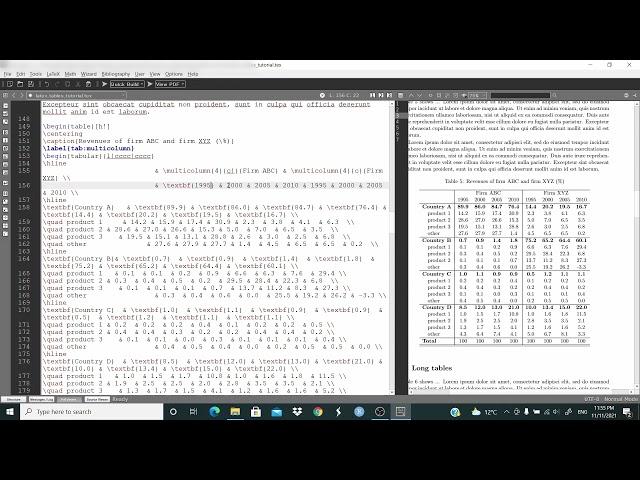 LaTeX: build tables and long tables in LaTeX | Texmaker || 04