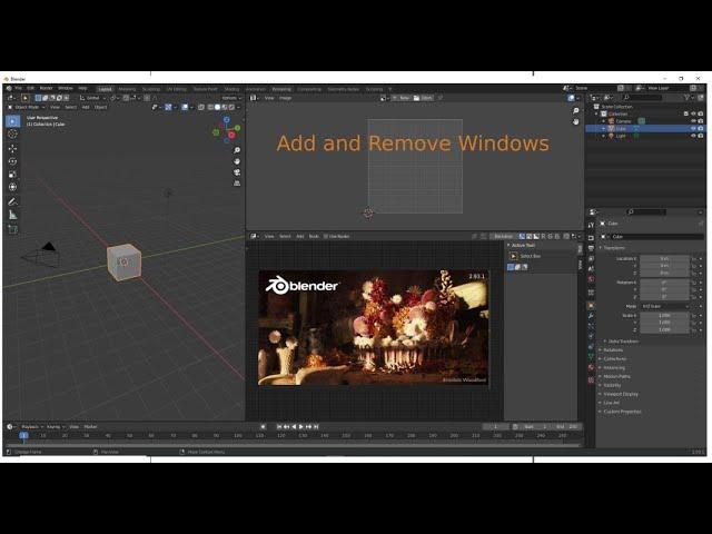 Blender 2.93.1  How to add or remove Workspace Windows.