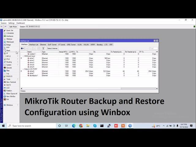 MikroTik Router Backup and Restore Configuration using Winbox