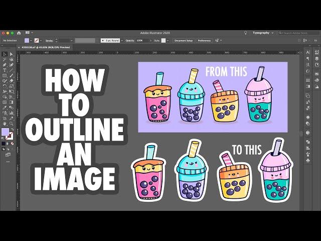 HOW TO OFFSET AN IMAGE IN ADOBE ILLUSTRATOR | How to outline an image | How to make a cute Sticker