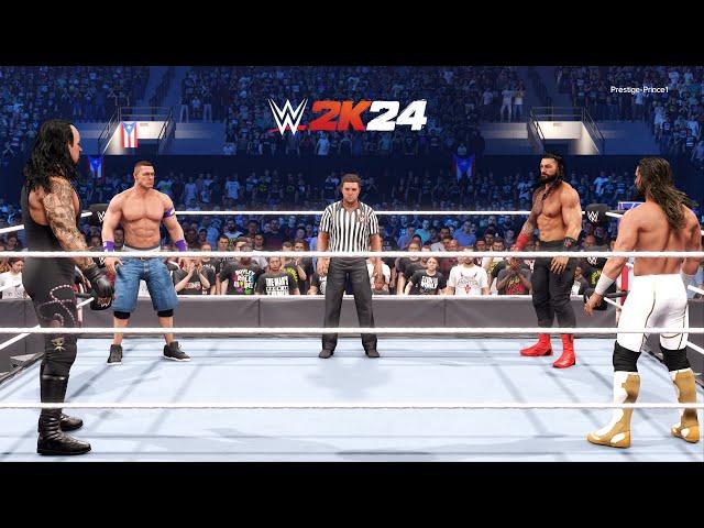 WWE 2K24 - John Cena Vs The Undertaker Vs Roman Reigns Vs Seth Rollins FATAL 4 WAY MATCH (PS5)