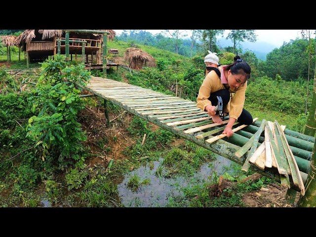 FULL VIDEO: 180 Days Single Mother alone built a Bamboo Bridge & a New Bamboo House