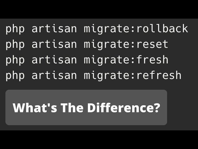 Laravel Migrate: (Re)fresh, Rollback, or Reset?