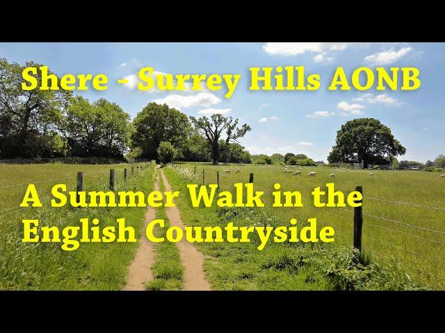 Shere - Surrey Hills AONB Summer Walk - English Countryside 4K