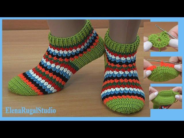 Colorful CROCHET SOCKS Pattern/ Crochet Leftover Yarn