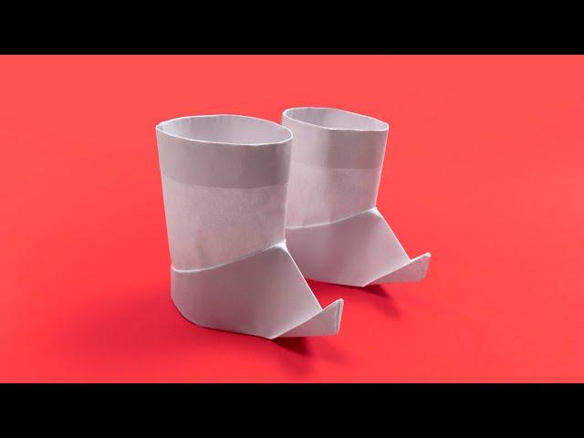 Оригами: сапоги-скороходы. Как сделать сапоги из бумаги А4 без клея и без ножниц - простое оригами