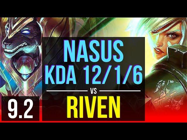 NASUS vs RIVEN (TOP) | KDA 12/1/6, Legendary | EUW Diamond | v9.2