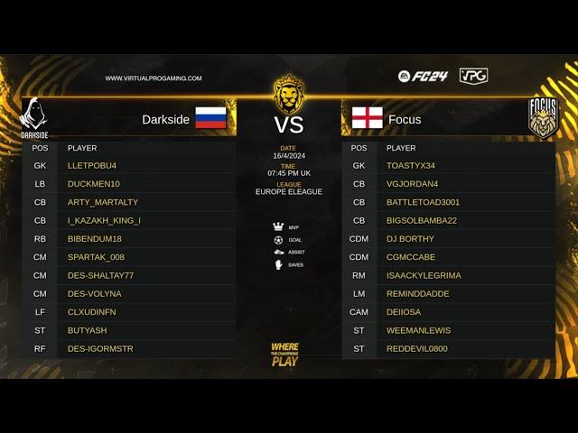 FC24 Clubs -  Europe eLeague RO16 | Darkside vs Focus