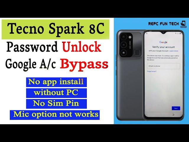 tecno spark 8c frp bypass 2022 | kg5k frp bypass | tecno spark 8C password reset