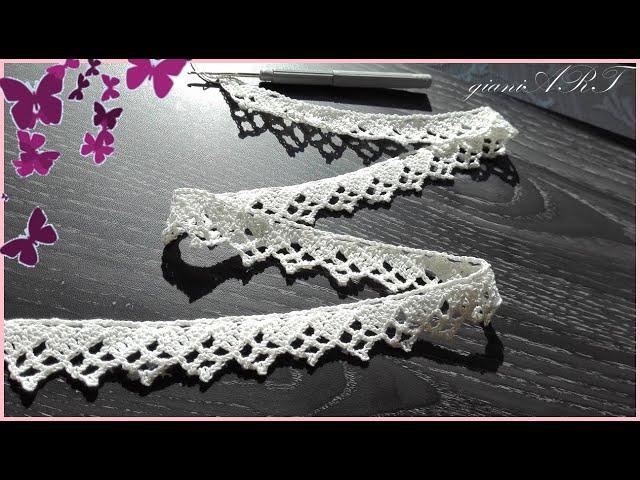 Crochet Tape Lace Border Triangle Edge very easy | Two Rows repeat