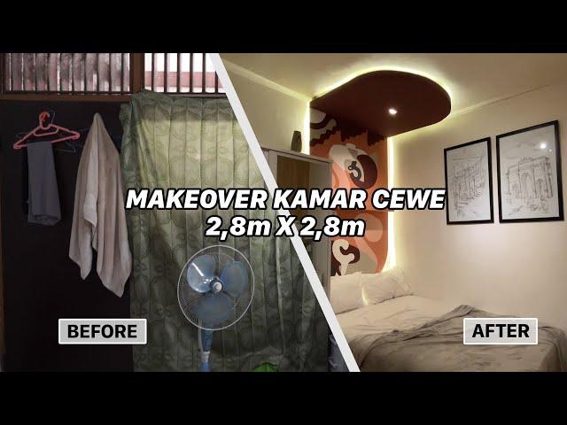 SMALL BEDROOM MAKEOVER (2,8m x 2,8m) | Dekor kamar sempit untuk cewe