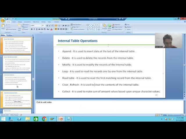 53 - ABAP Programming - Internal Table Operations - CLEAR , REFRESH and DESCRIBE TABLE