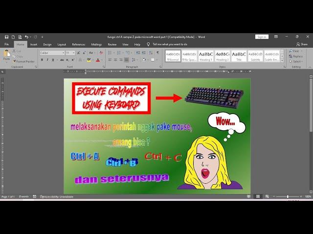 ctrl A to Z functions on Microsoft Word part 1