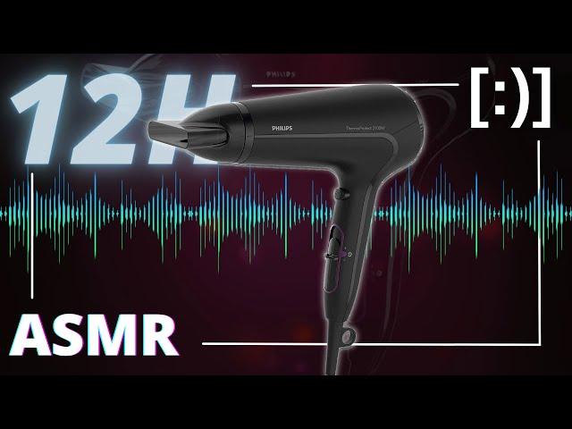 HAIRDRYER NOISE in Dark Mode | 12h ASMR 4k | how to sleep in 5 minutes 