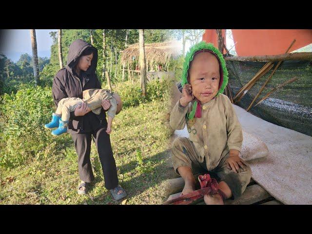 The orphan boy fainted and was taken to the hospital by a kind girl.