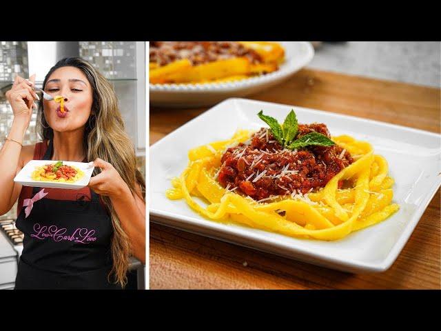 Easiest 3 Ingredient Low Carb Pasta Recipe with a Meaty and Rich Meat Sauce!