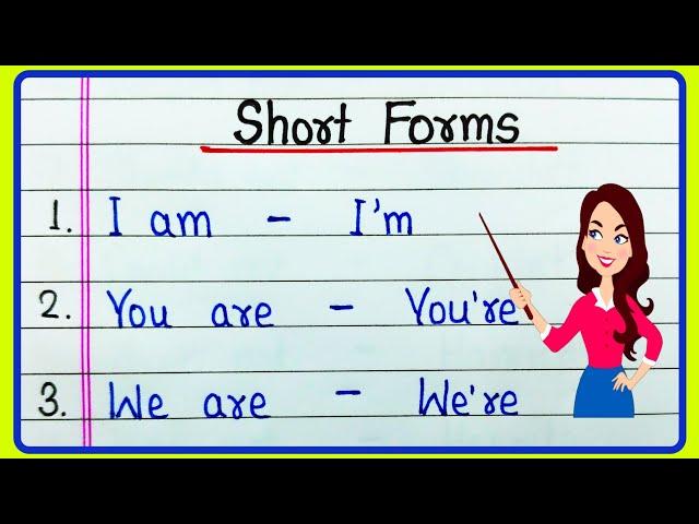 Short Form of spoken English | Contractions in English Grammar | Abbreviations in English Language