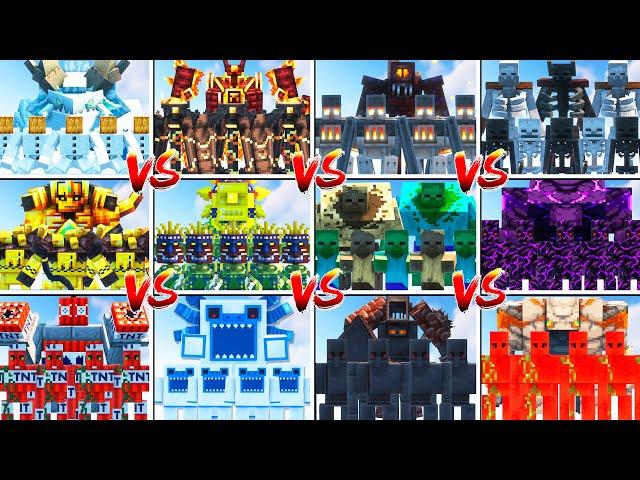 ALL BOSSES ARMY TOURNAMENT in Minecraft Mob Battle! ( FROSTMAW, MUTANTS, FERROUS, WITHER STORM )