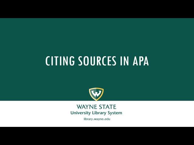 Citing Sources in APA Format