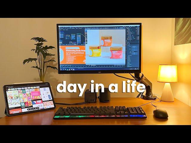 Full Day in a Life of a Graphic Designer  - First Person View - Working from Home