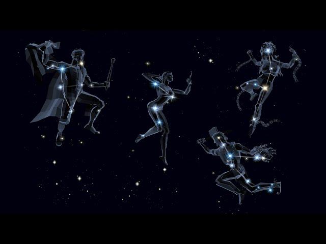 Legends of the Space. The constellations Cassiopeia, Cepheus, Andromeda and Perseus