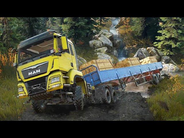 SnowRunner Mods MAN Truck TGS 460 6x6 Through the Mud and Water