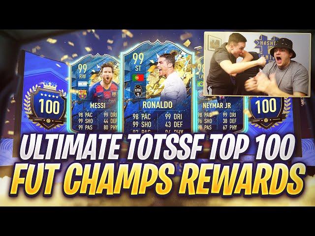 WE PACKED A 99!!! ULTIMATE TOTS TOP 100 FUT CHAMPIONS REWARDS FT. HASHTAG HARRY! FIFA 20