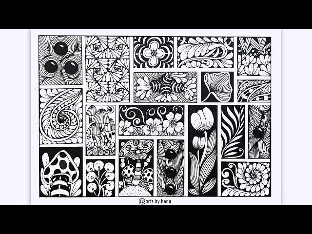 19 Zentangle Pattern For Beginners |Zentangle patterns |Doodle Pattern | Zen-doodle