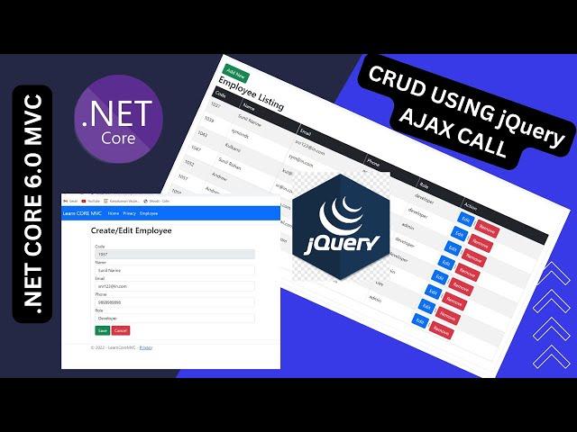 ASP.NET Core MVC CRUD Operations using jQuery ajax call (Entity Framework Core + Client validation)
