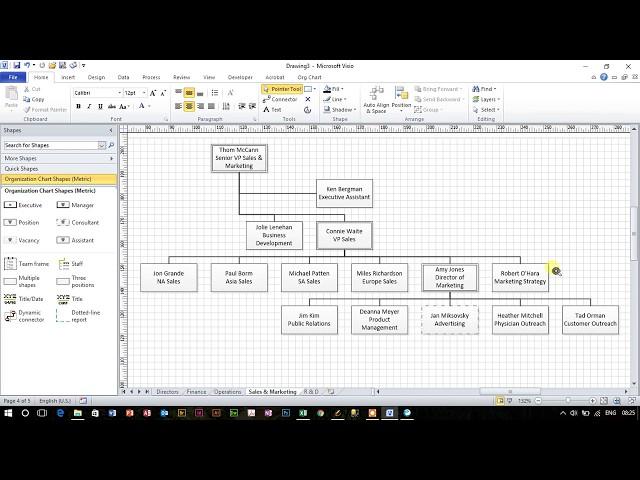 Visio Org Chart Wizard Separated by Department