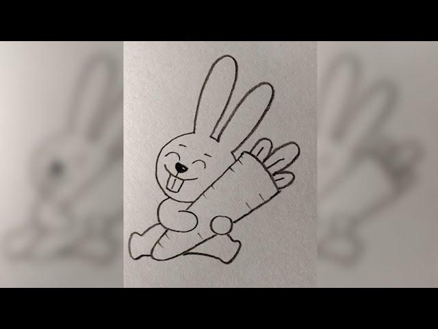 Easy! How to Draw a RABBIT with Carrot | Bunny Drawing EASY