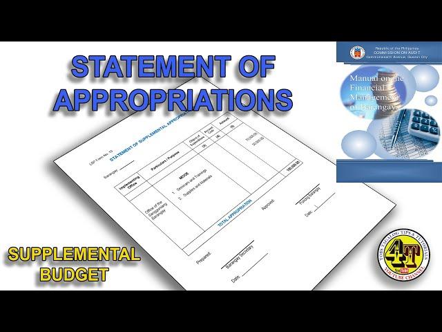 STATEMENT OF SUPPLEMENTAL APPROPRIATIONS | SUPPLEMENTAL BUDGET