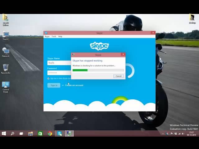 Skype-Close programme error Windows 10