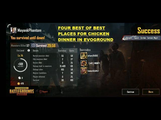 TOP 4 BEST PLACES TO SURVIVE IN PUBG Mobile EvoGround!!