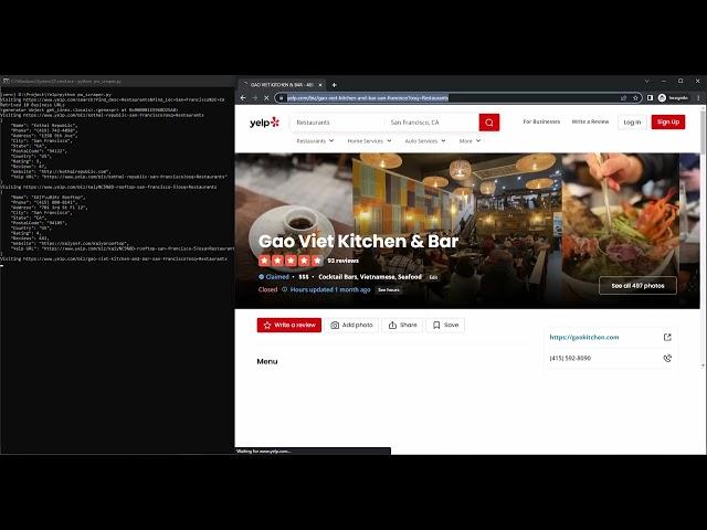 Demo - Yelp scraper | Python Playwright
